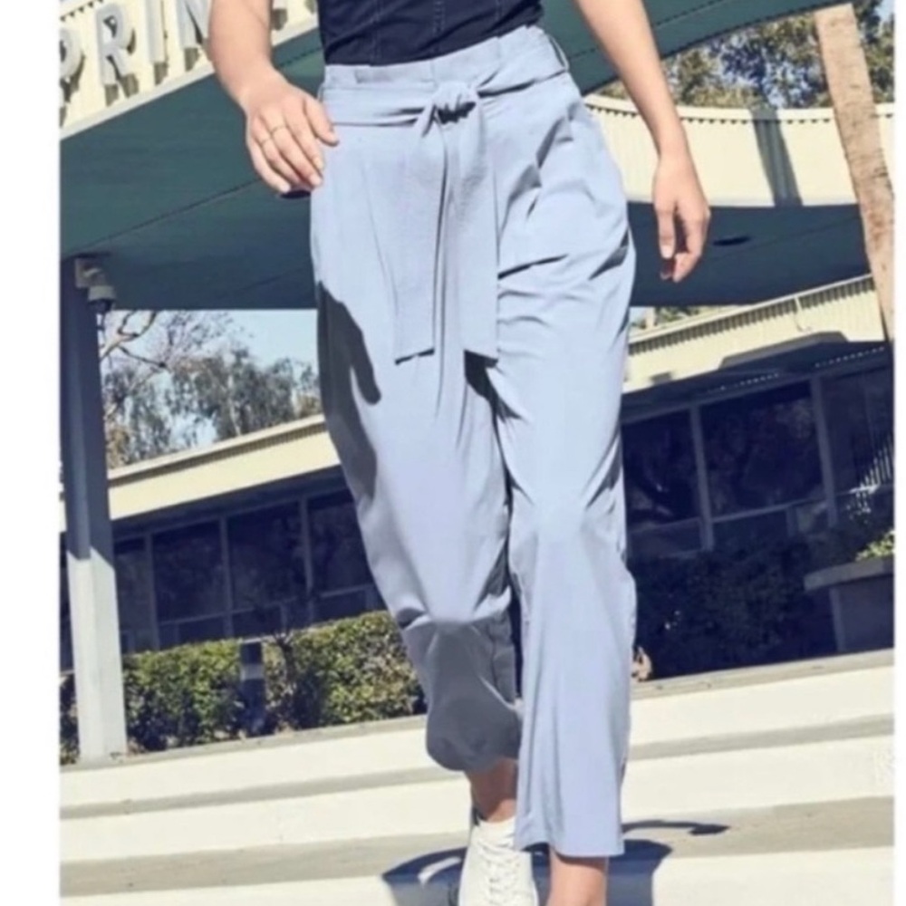 Athleta Light Blue High-Waist Tie-Waist Tapered Pants
